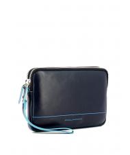 PIQUADRO BLUE SQUARE Bolso de mano de piel con puño azul - Bandoleras Hombre - 2