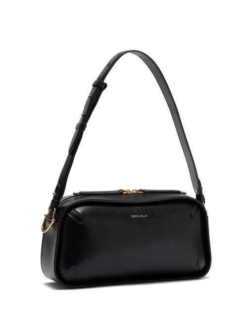 CAMPIONARIO - MALETA CALF Bolso bandolera de piel lisa negro - Bolsos Mujer