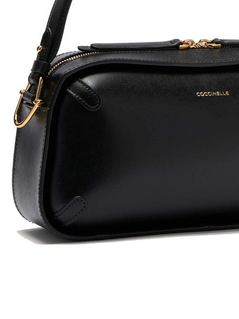 CAMPIONARIO - MALETA CALF Bolso bandolera de piel lisa negro - Bolsos Mujer