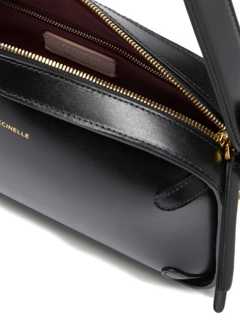 CAMPIONARIO - MALETA CALF Bolso bandolera de piel lisa negro - Bolsos Mujer