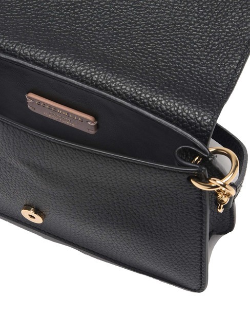 C-ME Bolso de piel martillada con solapa negro - Bolsos Mujer