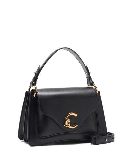 C-ME CALF COCKER Bolso peque&ntilde;o de piel con bandolera negro - Bolsos Mujer