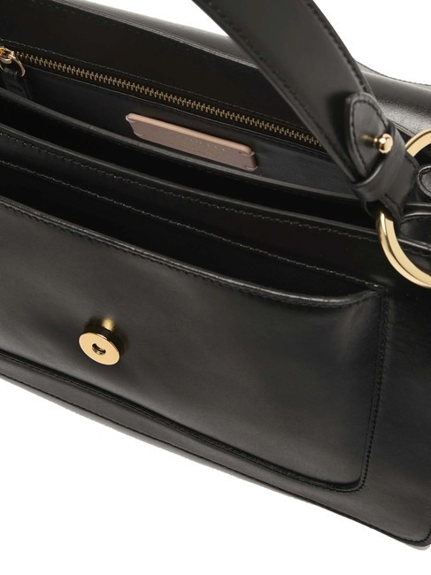 C-ME CALF COCKER Bolso malet&iacute;n de piel con bandolera negro - Bolsos Mujer