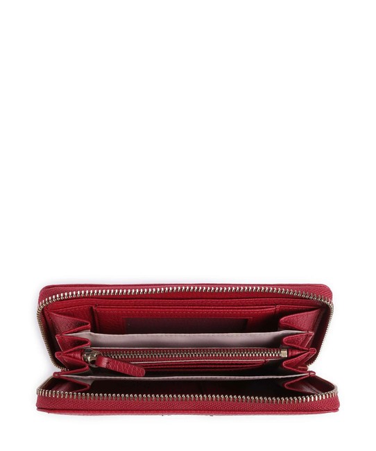 METALLIC SOFT Cartera de piel texturizada con cremallera sangr&iacute;a - Carteras Mujer