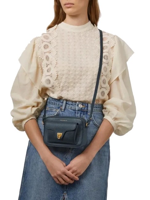 BEAT SOFT Minibolso de piel con textura azul medianoche - Bolsos Mujer