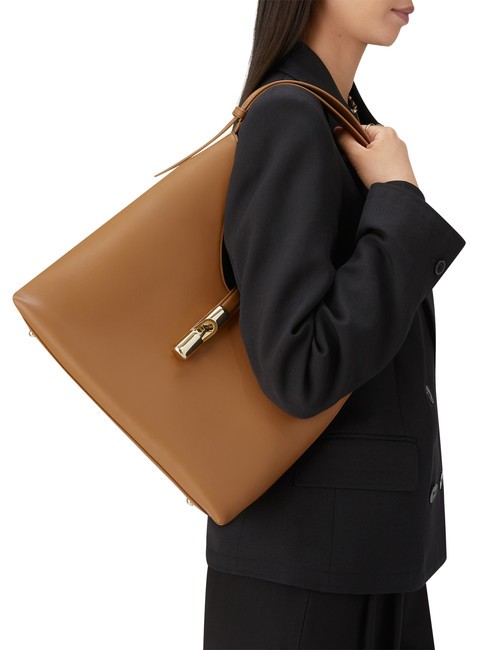 GOCCIA Bolso bandolera de piel brandy - Bolsos Mujer