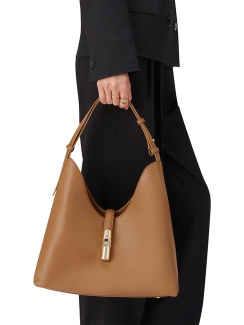 GOCCIA Bolso bandolera de piel brandy - Bolsos Mujer