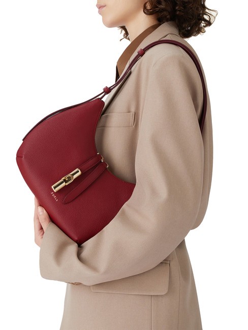 GOCCIA Bolso bandolera de piel martillada CEREZA d - Bolsos Mujer