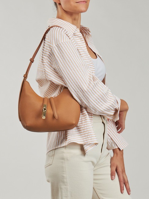 GOCCIA Bolso bandolera de piel martillada brandy - Bolsos Mujer