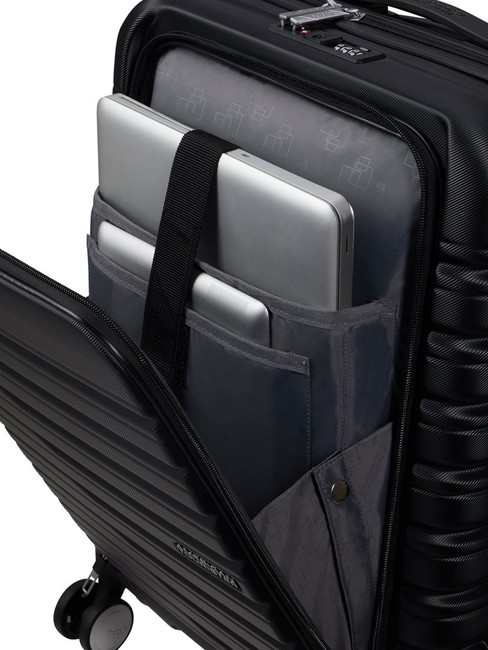 FLASHLINE Trolley de cabina con bolsillo para portátil de 15,6" sombra negra - Equipaje de mano