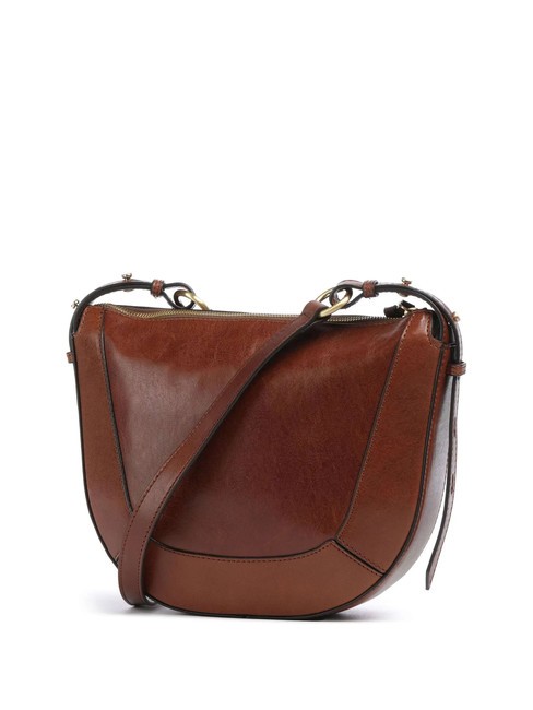 FEDORA Bolso bandolera de piel con solapa BROWN - Bolsos Mujer