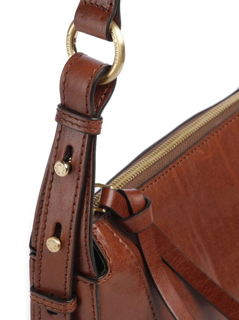 FEDORA Bolso bandolera de piel con solapa BROWN - Bolsos Mujer