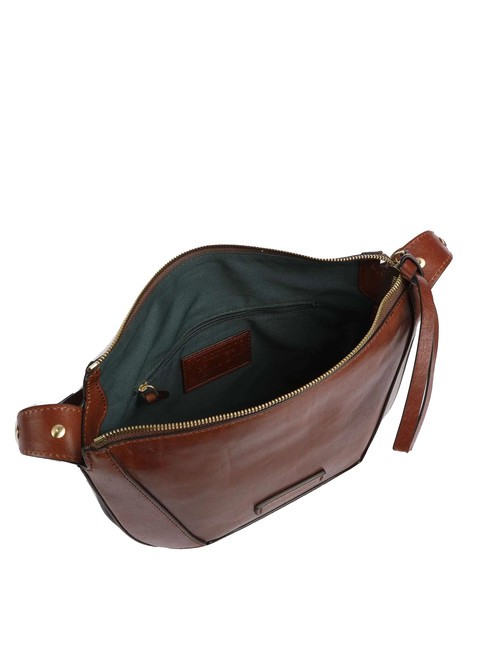 FEDORA Bolso bandolera de piel con solapa BROWN - Bolsos Mujer