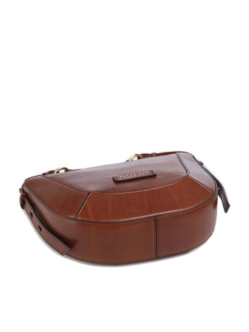 FEDORA Bolso bandolera de piel con solapa BROWN - Bolsos Mujer