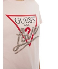 GUESS SS CN TRIANGLE LOVE Camiseta de algodón rosa de bajo perfil - camiseta - 3