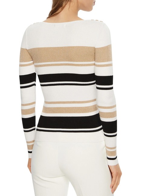 EVIE STRIPED  Camisa a rayas cadena de oro negro blanco - Su&eacute;teres de mujer