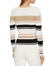 GUESS EVIE STRIPED  Camisa a rayas cadena de oro negro blanco - Su&eacute;teres de mujer - 2