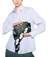 FURLA GARDENIA Bolso porta cámara de piel con estampado keria tonos negro+hielo - Bolsos Mujer - 3