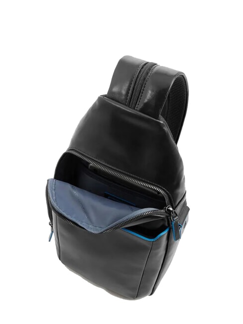 BLUE SQUARE Mochila de piel de un solo hombro negro - Bandoleras Hombre