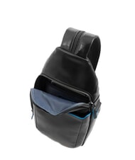 PIQUADRO BLUE SQUARE Mochila de piel de un solo hombro negro - Bandoleras Hombre - 5