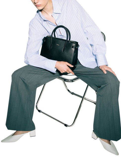 GARDENIA Bolso de mano de piel con estampado Andrómeda negro - Bolsos Mujer