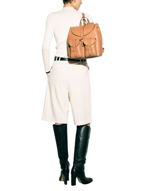 GARDENIA Mochila de piel con estampado Keria brandy - Bolsos Mujer