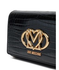 LOVE MOSCHINO CROCO Bolso de hombro azafrán negro - Bolsos Mujer - 3