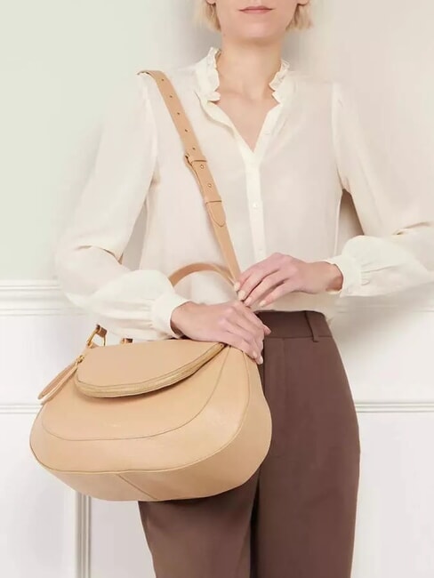 SOLE Bolso de mano, con bandolera, en piel. tostado - Bolsos Mujer