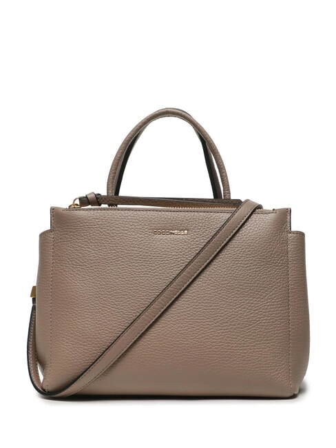 ARLETTIS Bolso de mano de piel martillada topo cálido - Bolsos Mujer