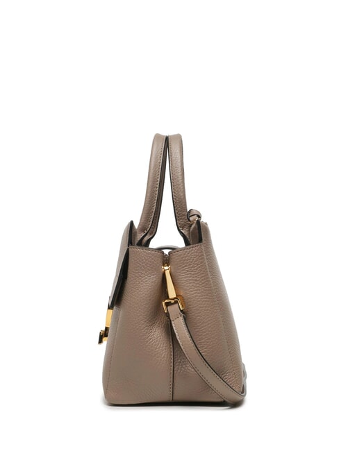 ARLETTIS Bolso de mano de piel martillada topo cálido - Bolsos Mujer