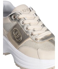 LIUJO EVA 02 Deportivas de piel y lúrex marfil/oro claro - Zapatos Mujer - 5