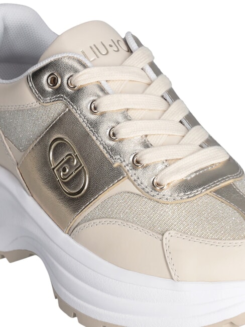 EVA 02 Deportivas de piel y lúrex marfil/oro claro - Zapatos Mujer
