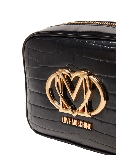 CROCO PRINTED Bolso de hombro para cámara azafrán negro - Bolsos Mujer