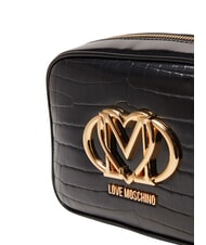 LOVE MOSCHINO CROCO PRINTED Bolso de hombro para cámara azafrán negro - Bolsos Mujer - 3