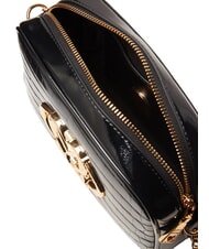 LOVE MOSCHINO CROCO PRINTED Bolso de hombro para cámara azafrán negro - Bolsos Mujer - 4