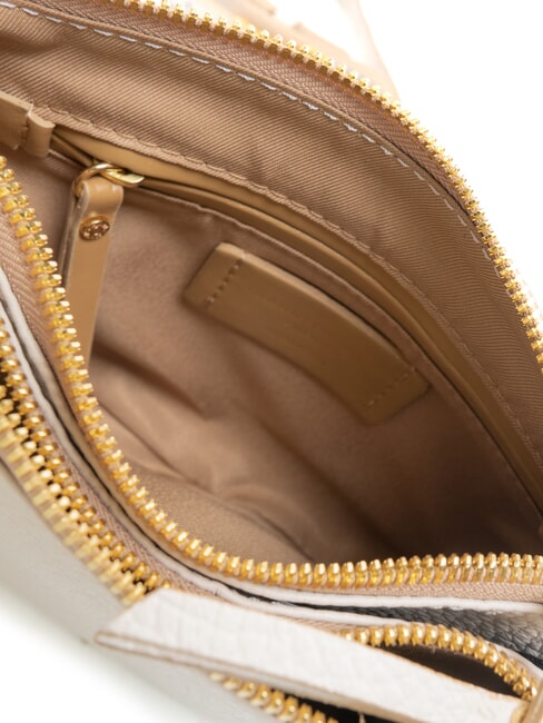 FRIDA Bolso bandolera de piel con doble cremallera arena - Bolsos Mujer