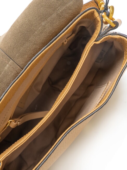 HELENA ROUND Bolso de piel con doble bandolera. naturaleza - Bolsos Mujer