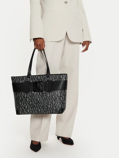 SUSIE Bolso shopper con logo en toda la prenda beige/negro - Bolsos Mujer