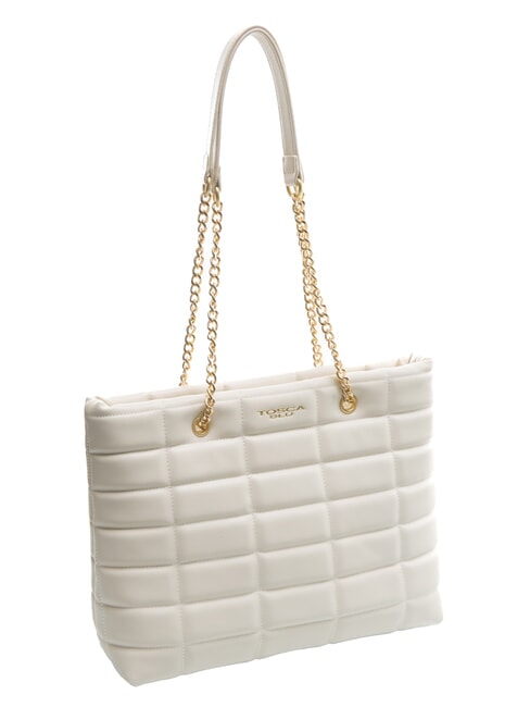 PONZA Bolso shopper con asas de cadena blanco - Bolsos Mujer