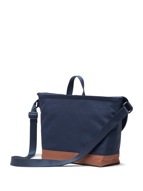 COVE Carpeta Messenger, PC de 15,6" azul marino/marr&oacute;n silla de montar - Maletines de Trabajo