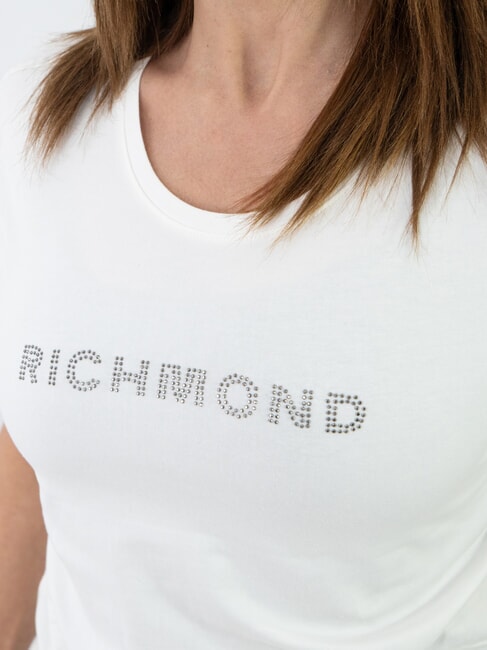 MECHI Camiseta elástica con logo de strass blanquecino - camiseta