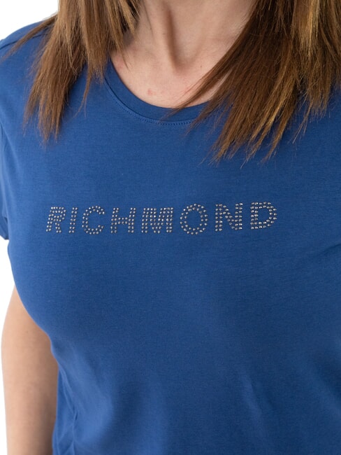 MECHI Camiseta elástica con logo de strass azul - camiseta