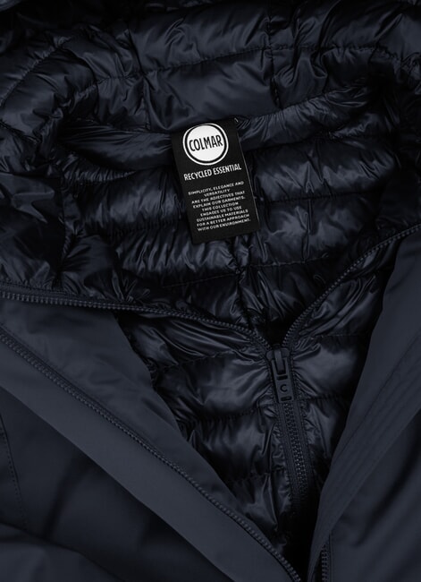 SURROUNDING Chaqueta larga acolchada con capucha Azul marino - Chaquetas de mujer