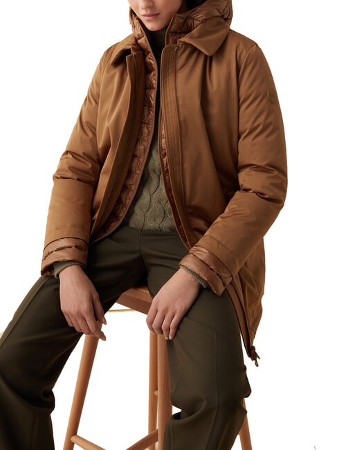 SURROUNDING Chaqueta larga acolchada con capucha champi&ntilde;&oacute;n - Chaquetas de mujer