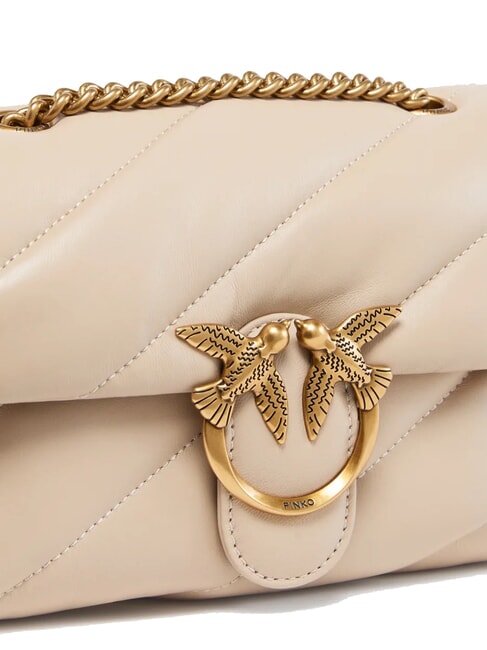 MINI LOVE BAG Bolsa de napa beige-gris ahumado-oro antiguo - Bolsos Mujer