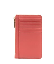 LOVE MOSCHINO METALLIC LOGO Tarjetero plano con monedero coral - Carteras Mujer - 2