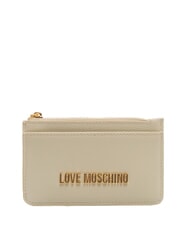 LOVE MOSCHINO METALLIC LOGO Tarjetero plano con monedero Marfil - Carteras Mujer - 3