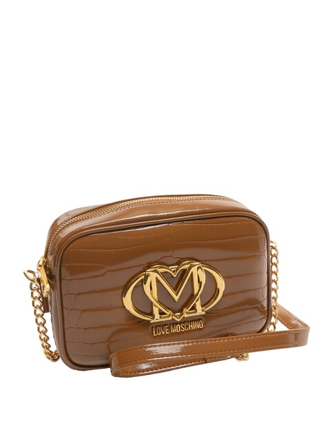 CROCO PRINTED Bolso de hombro para c&aacute;mara camello2 - Bolsos Mujer