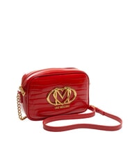 LOVE MOSCHINO CROCO PRINTED Bolso de hombro para c&aacute;mara rojo - Bolsos Mujer - 2