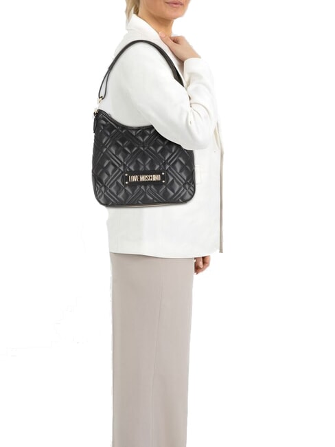 QUILTED  Bolso de hombro estilo hobo negro - Bolsos Mujer